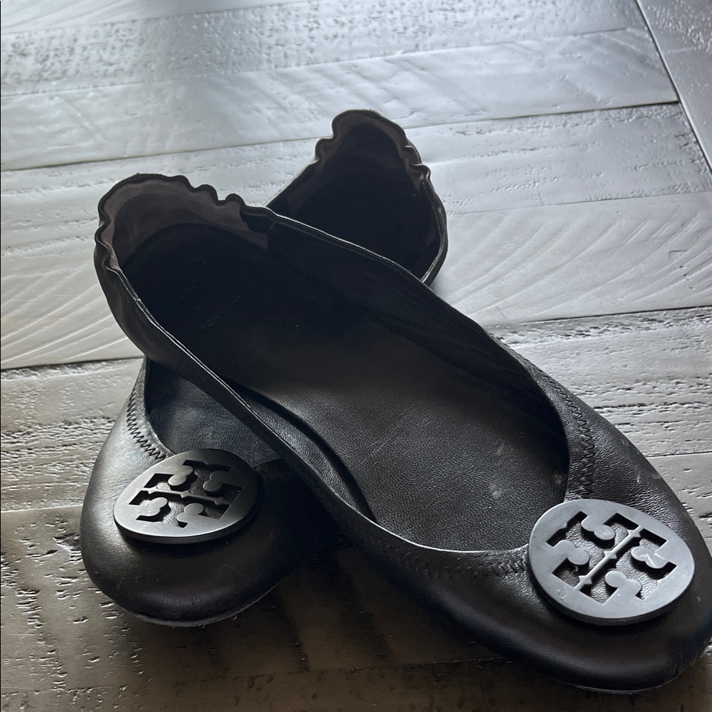 Tory Burch Black Leather Flats